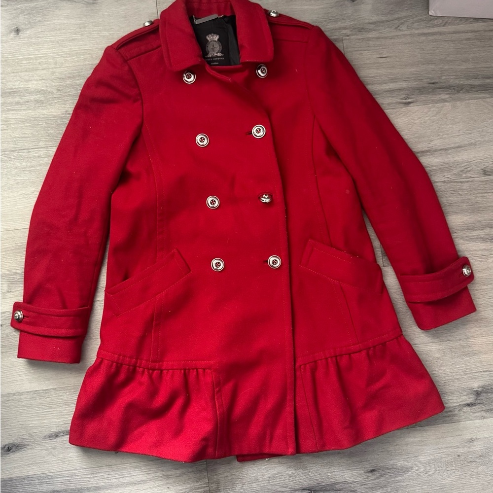 Juicy Couture Red Double-Breasted Trench Coat